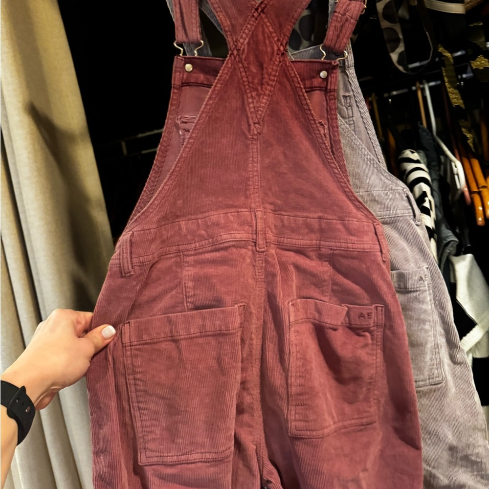 American Eagle Outfitters Burgundy Corduroy Jumpsuit (bibs)